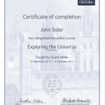 Exploring the Universe Certificate of completion
